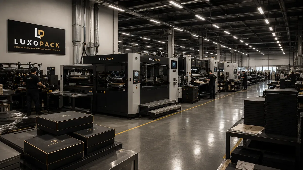 Packaging factory production floor in Shenzhen running pre-Chinese New Year production