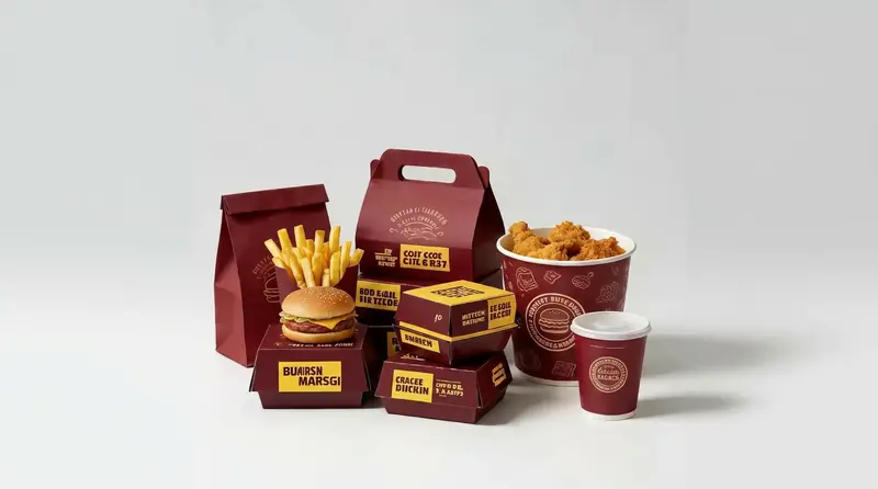 Burgundy Fast Food Packaging Set