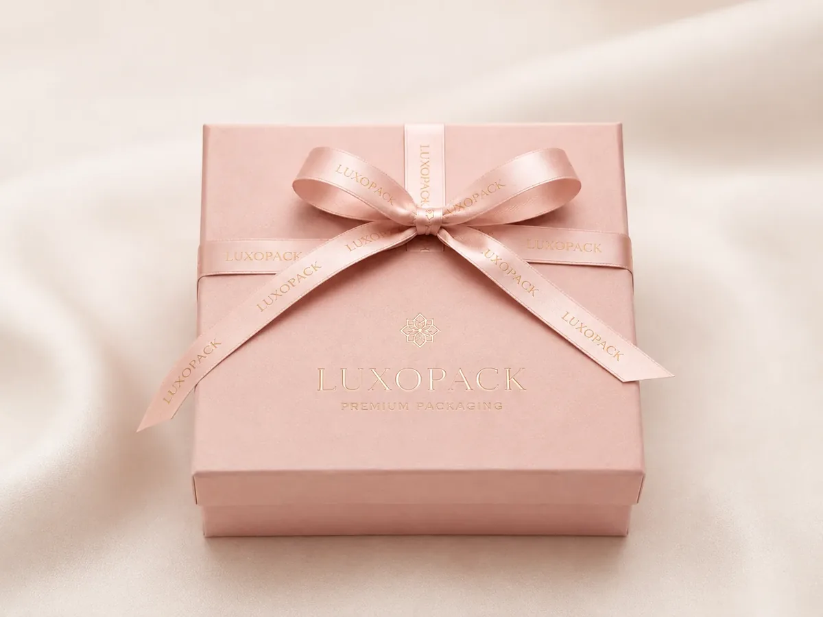 Custom Velvet Ribbon Gift Box blush pink luxury packaging China factory direct